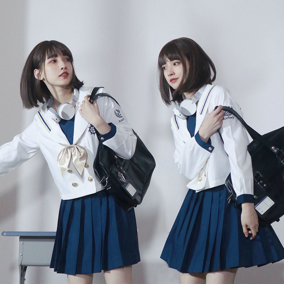 冬のワンピース涼しく楽ちんセットアップJK制服2023 韓国ファッション JK制服 ワンピース 大学風 セーラー服 学生服 2点セット