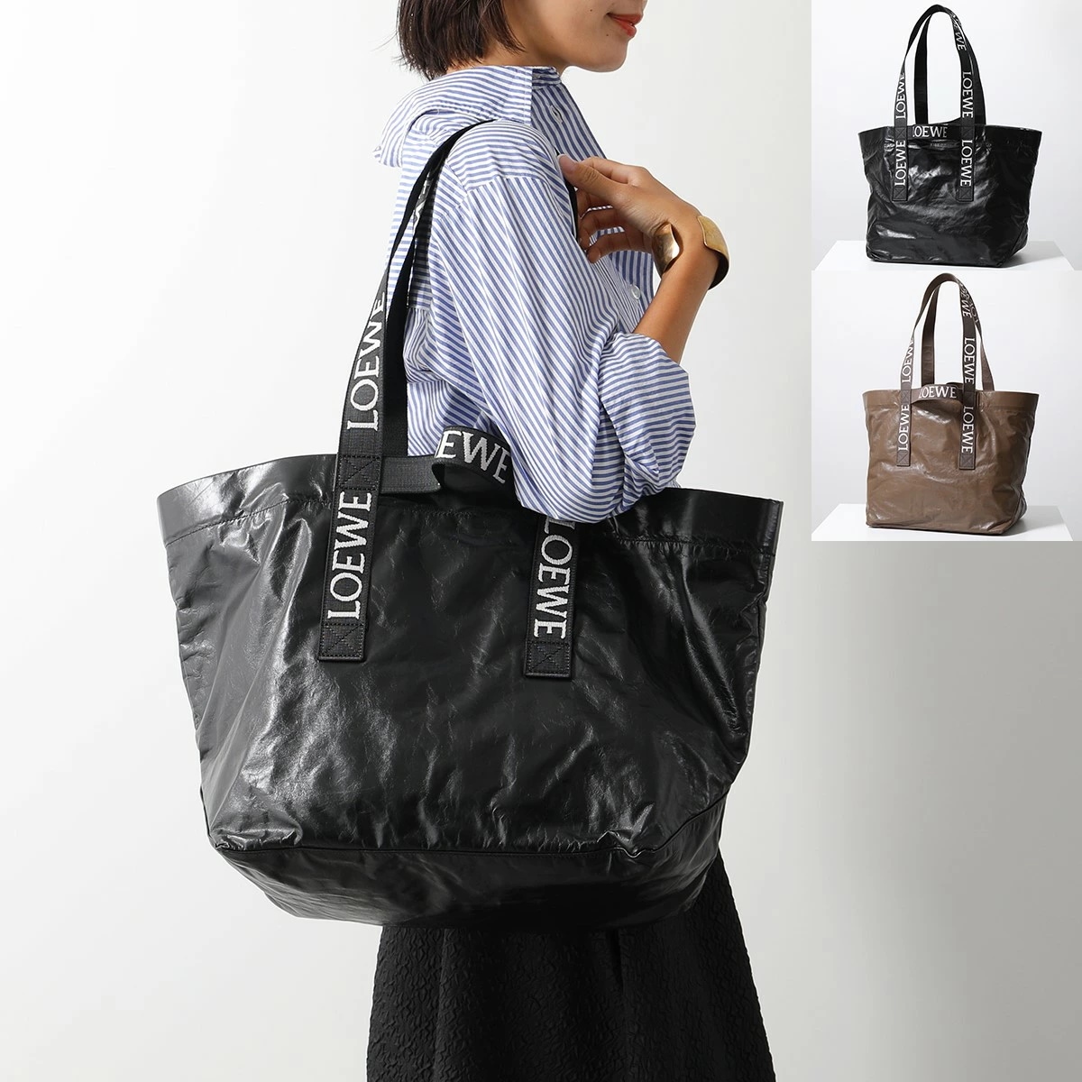LOEWE ロエベ トートバッグ FOLD SHOPPER フォールド ショッパー B507X23X32 レディース ジャガードロゴ ペーパーカーフ ショッピングバッグ 鞄 カラー2色 164,020円