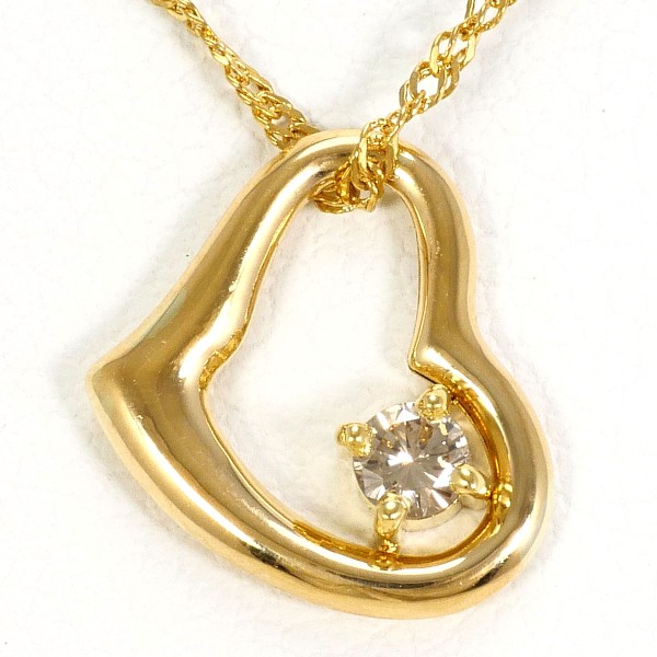 K18 18金 YG イエローゴールド ネックレス ブラウンダイヤ 0.07 ジュエリー 中古