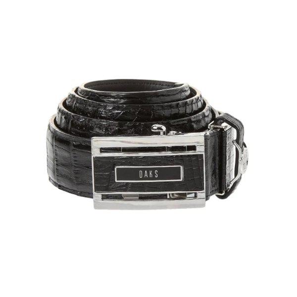 ブラック アリゲーターレザー ロゴ オートバックルベルト DBBE5F703