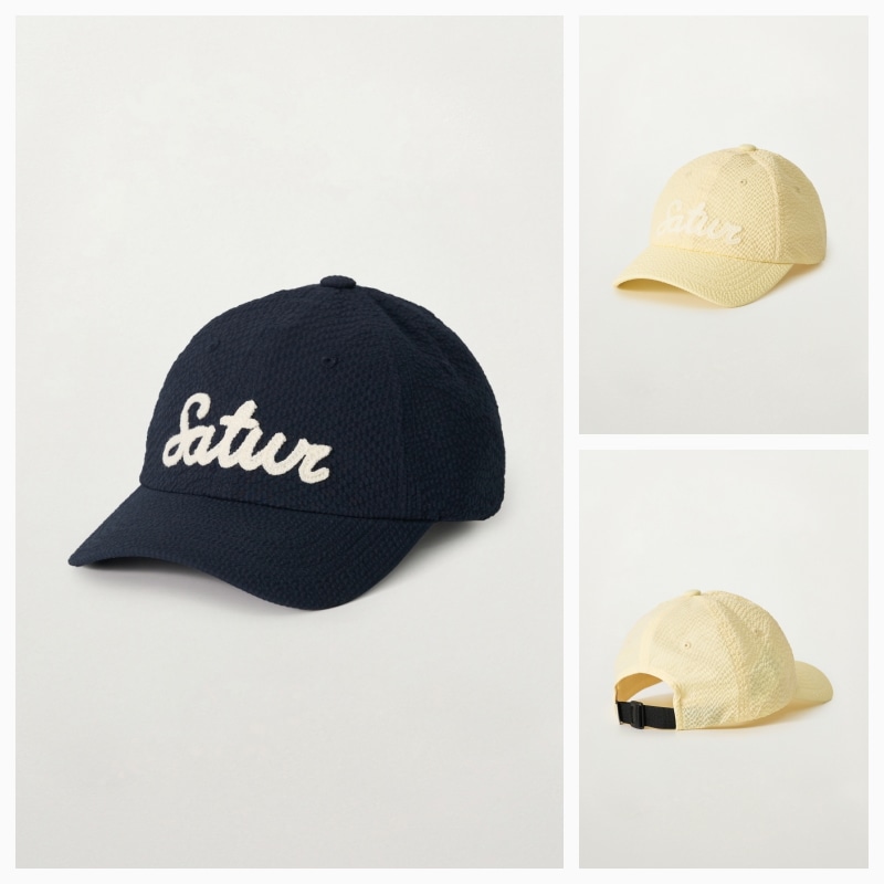 【SATUR】 26SS SEERSUCKER LOGO BALL CAP : 2COLORS