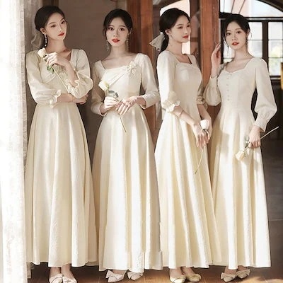今年人気のドレス春2024新し今週の割引は 25% オフですいウェディングドレスドレス女性サテンロングスリーブ成人式 演奏会 発