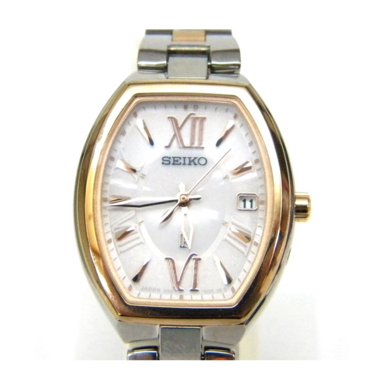 セイコー ＳＥＩＫＯ ソーラー　クオーツ レディースウォッチ ルキア シルバーゴールド/文字盤白 レディース ＩＢ22－ＯＢＹＯ 【中古】(36502)
