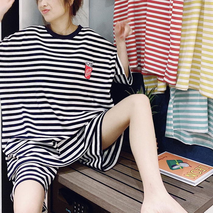 パジャマ ルームウェア レディース 春夏 半袖 ボーダー柄 綿上下セット 女性 オシャレ部屋着 レディース寝巻き ゆったり カジュアル韓国風