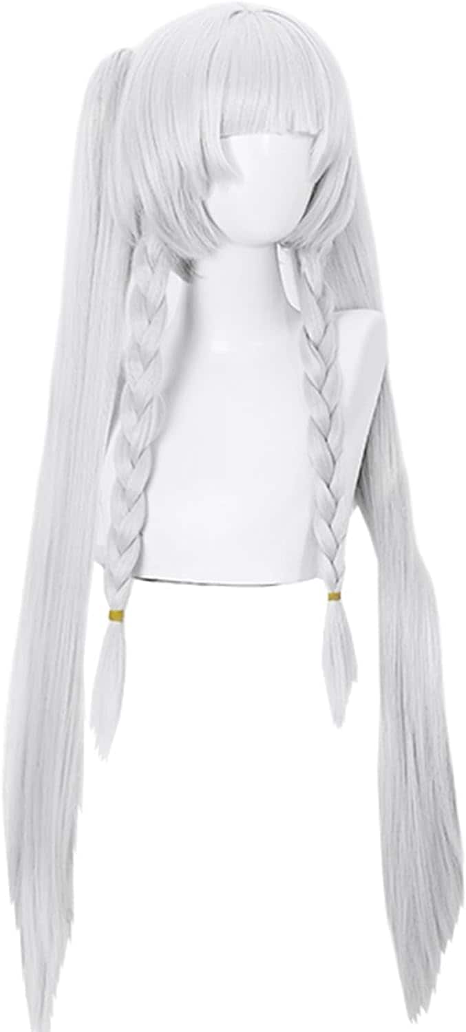 コスプレウィッグ朝凪アサナギ白髪三つ編み耐熱文化祭小物ハロウイーンウィッグかつらネット付きコスチューム