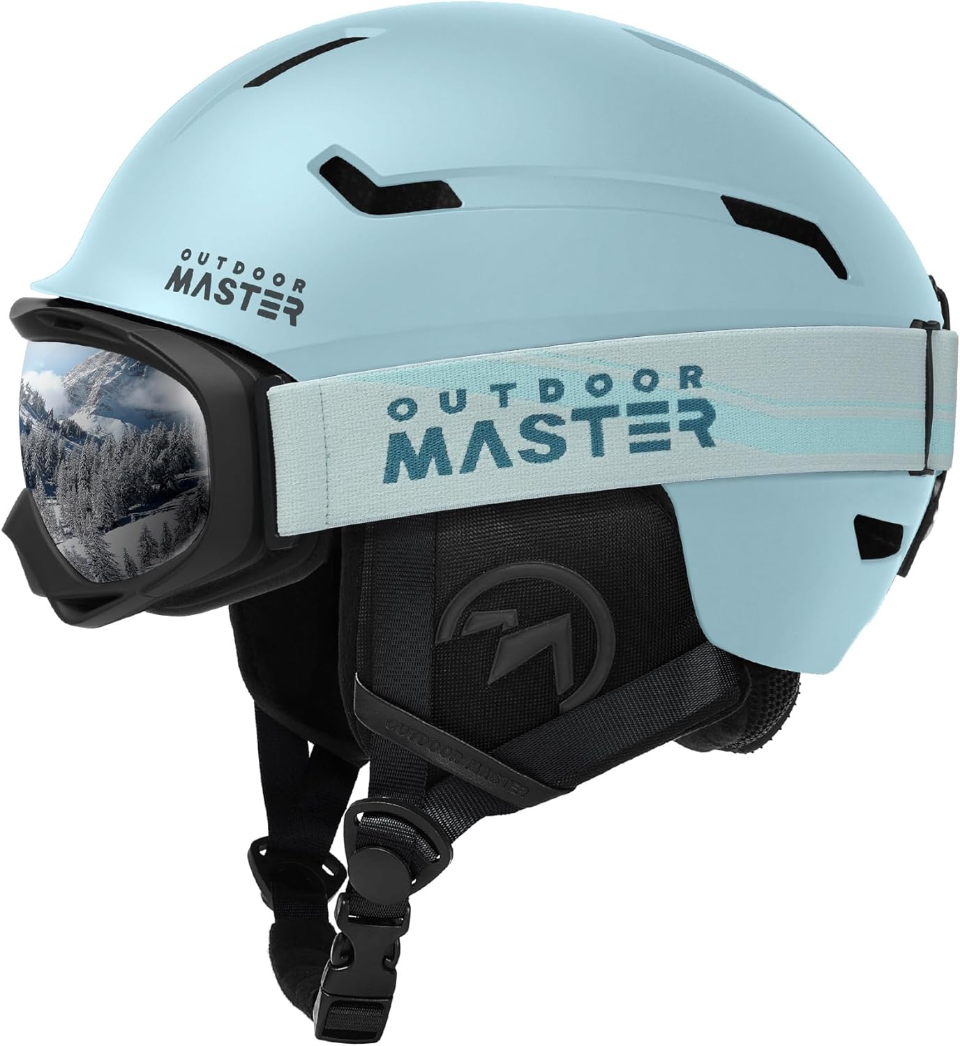 OUTDOORMASTER スキー ヘルメット ゴーグル付き スノーボード ヘルメット バイザー付き スノーヘルメット 通気スイッチ 全方位調整アジャスター 高密度EPS スキー用ヘルメット 3D保護