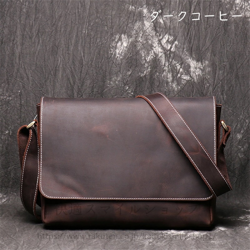 即日発送本革 上層牛革ｘカンバスメンズ　ショルダーバッグ メッセージバッグ