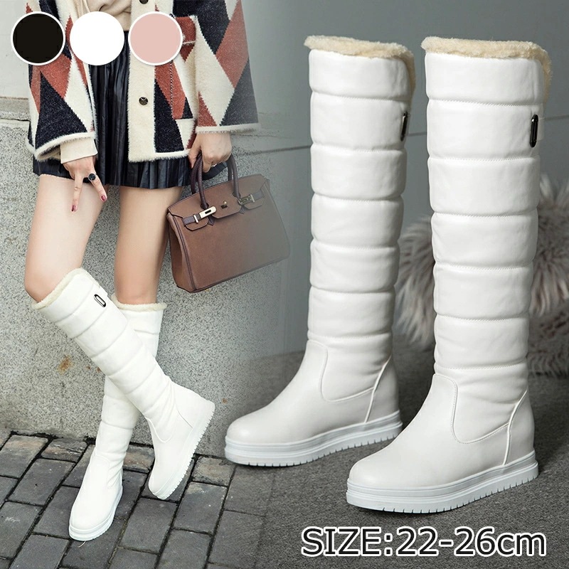 【即日発送】【赤字覚悟】ブラック ホワイト ピンク ムートンブーツ ニーハイブーツ レディース スノーブーツ ロングブーツ ボアブーツ ファーブーツ ムートンシューズ 裏ボア 裏起毛 暖かい 履きやす
