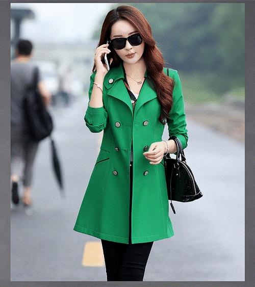 5205.カラフルトレンチコート（グリーン）2019 春夏 sale 春夏 sale アウター ジャケット 美ライン おしゃれ きれいめ オフィス ビジネス お出かけ パーティー 女子会 普段使い 通