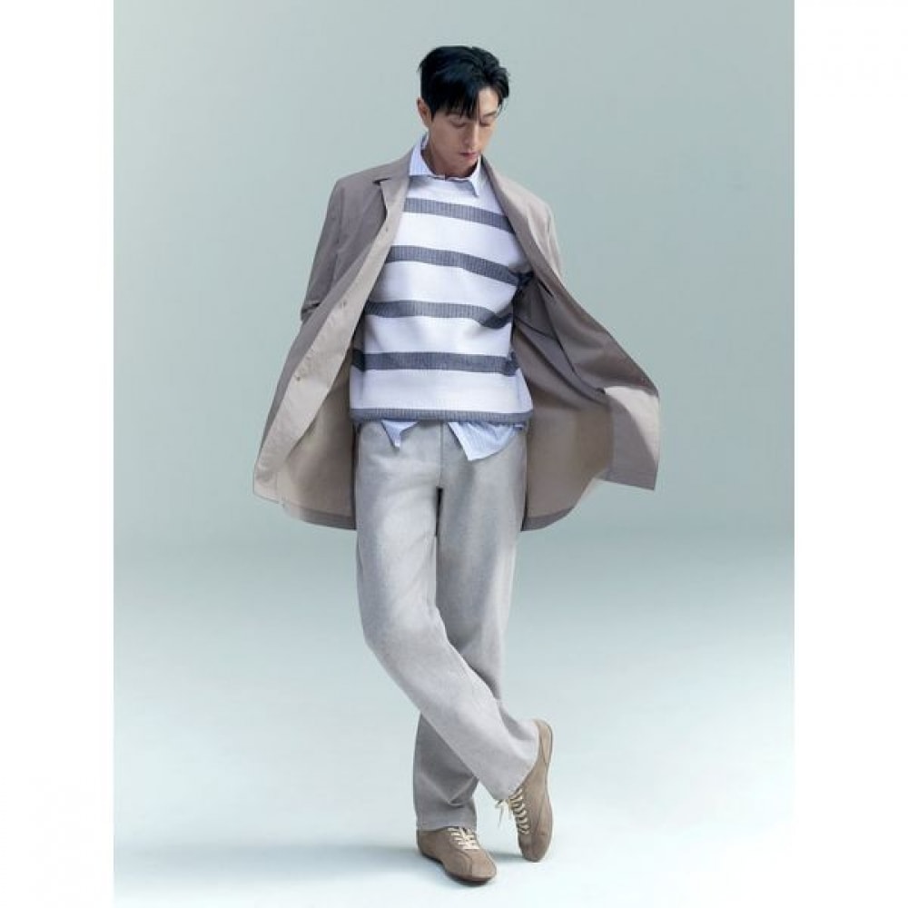 [ロガディス] コットンブレンドリラックスストライプファブリックラウンドホワイト（RY5151P031）