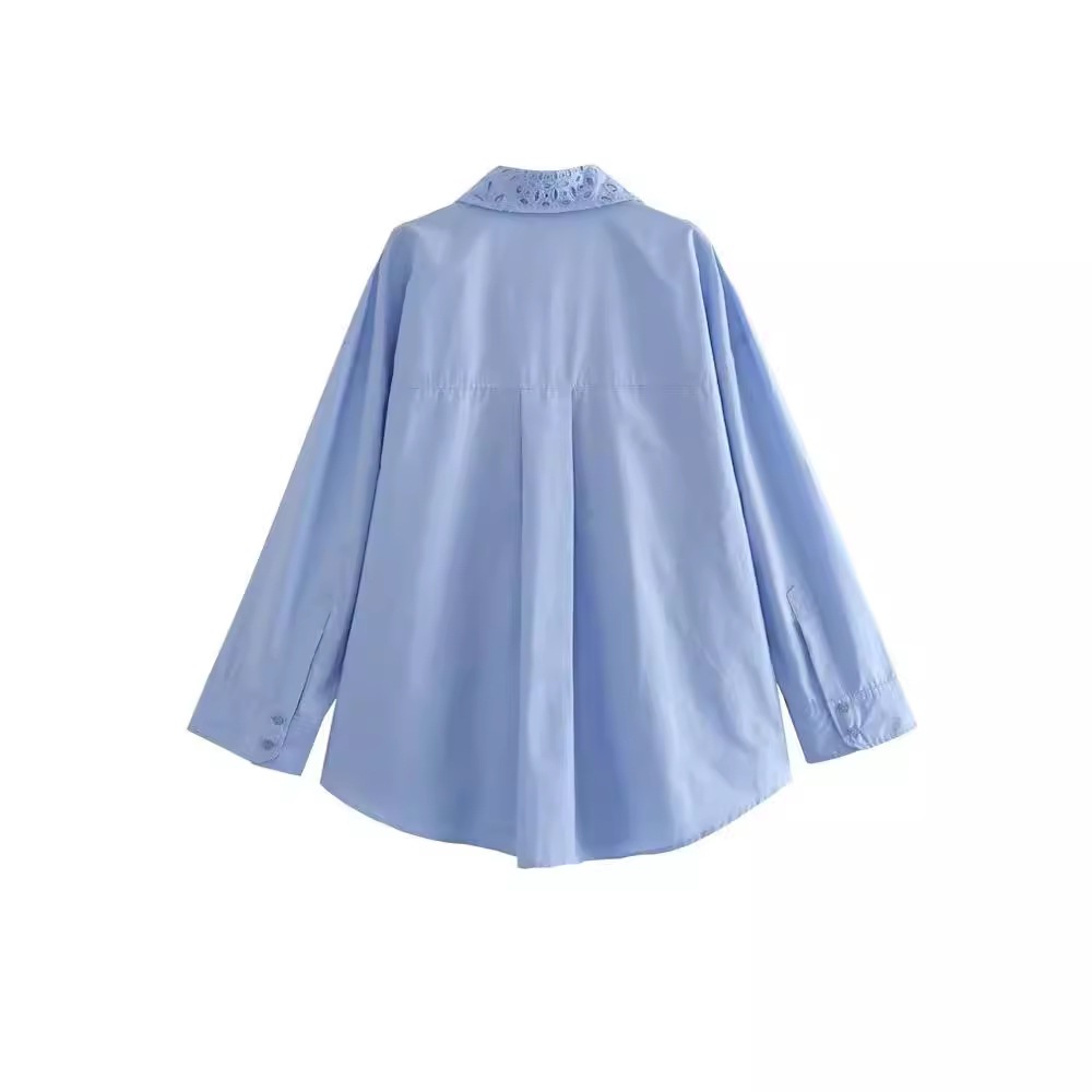 【1つ買うと10つ無料】女性のゆるい中空刺繍ゆるいシャツ