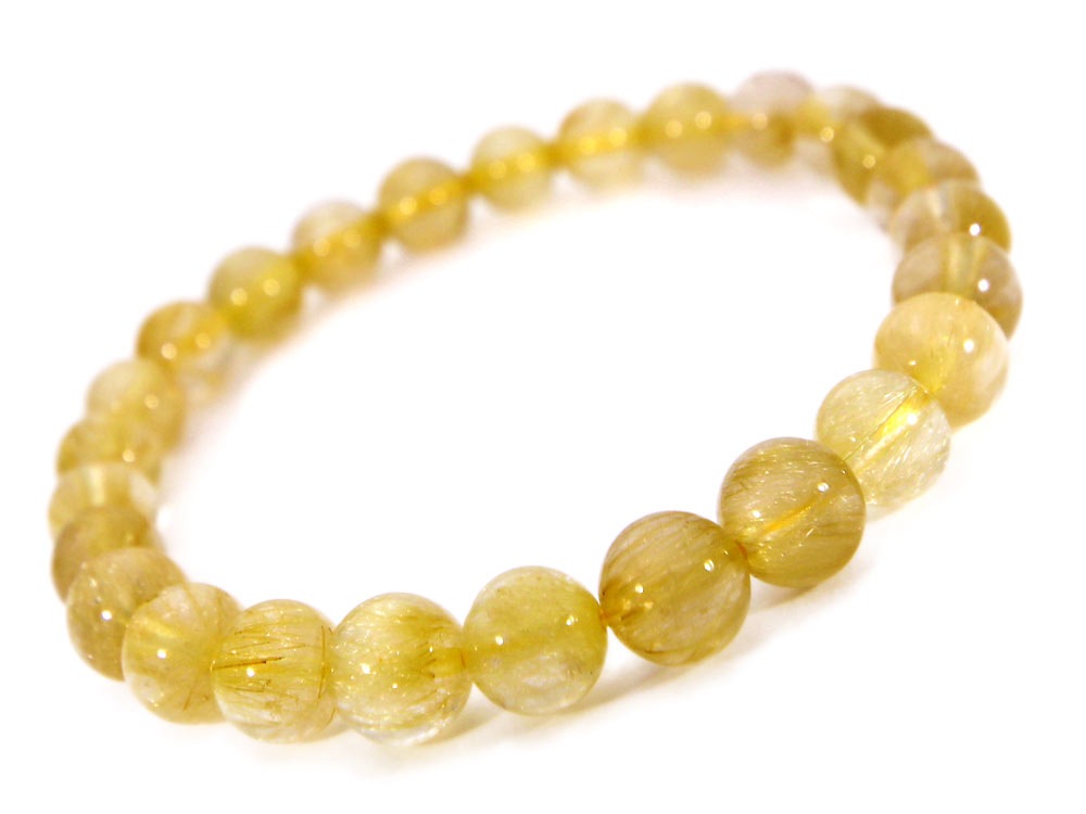 「1点もの 現品」 ラビットヘアー ゴールドルチルクォーツ ルチルクォーツ ブレスレット 7.4mm パワーストーン ブレスレット メンズ レディース 天然石 数珠 アクセサリー メン h926-yv