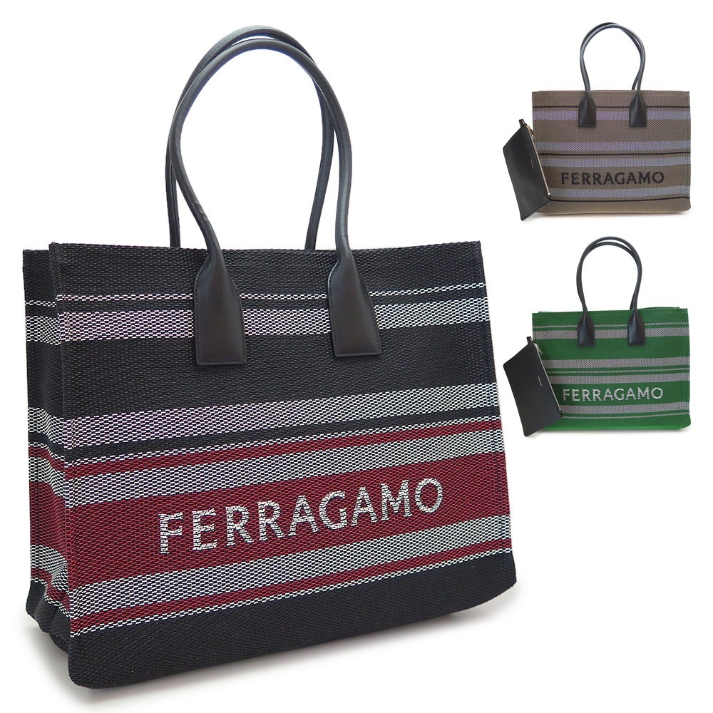 トートバッグ レディース 214955 ショルダーバッグ ボーダー ロゴ マルチカラー A4サイズ収納可