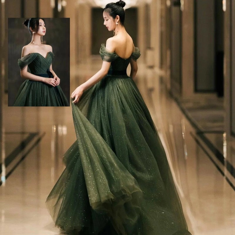 XS-3XL レディース ウェディングドレス カラードレス 結婚式　花嫁 披露宴　刺繍 二次会 パーティードレス 演奏会 お嫁さん 発表会 誕生日会 少女 グリーン