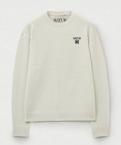 SATUR公式 ロゴニット Lauren Classic Logo Knit White