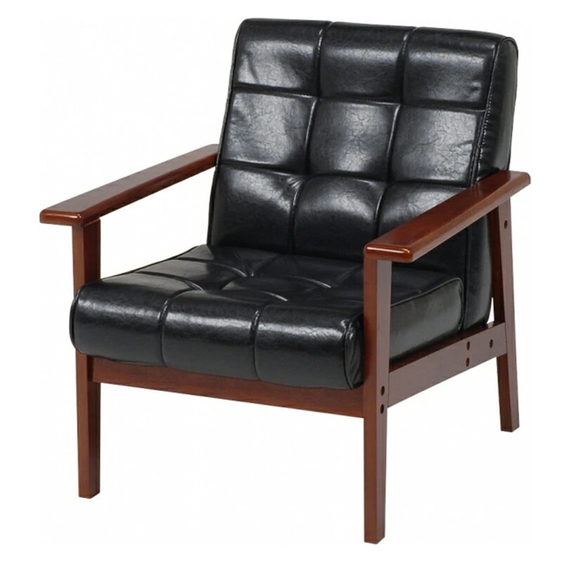 ソファー　シャーク1P-BK（ブラック）レトロなデザインと落ち着いた風合い 14,591円