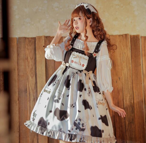 ロリータワンピース 膝丈ドレス キャミソール ロリータ服 スカラップドレス lolita 可愛いドレス 女子高校生 ハロウィン コスプレ衣装 学園祭 文化祭 発表会 イベント コスチューム ミルク も