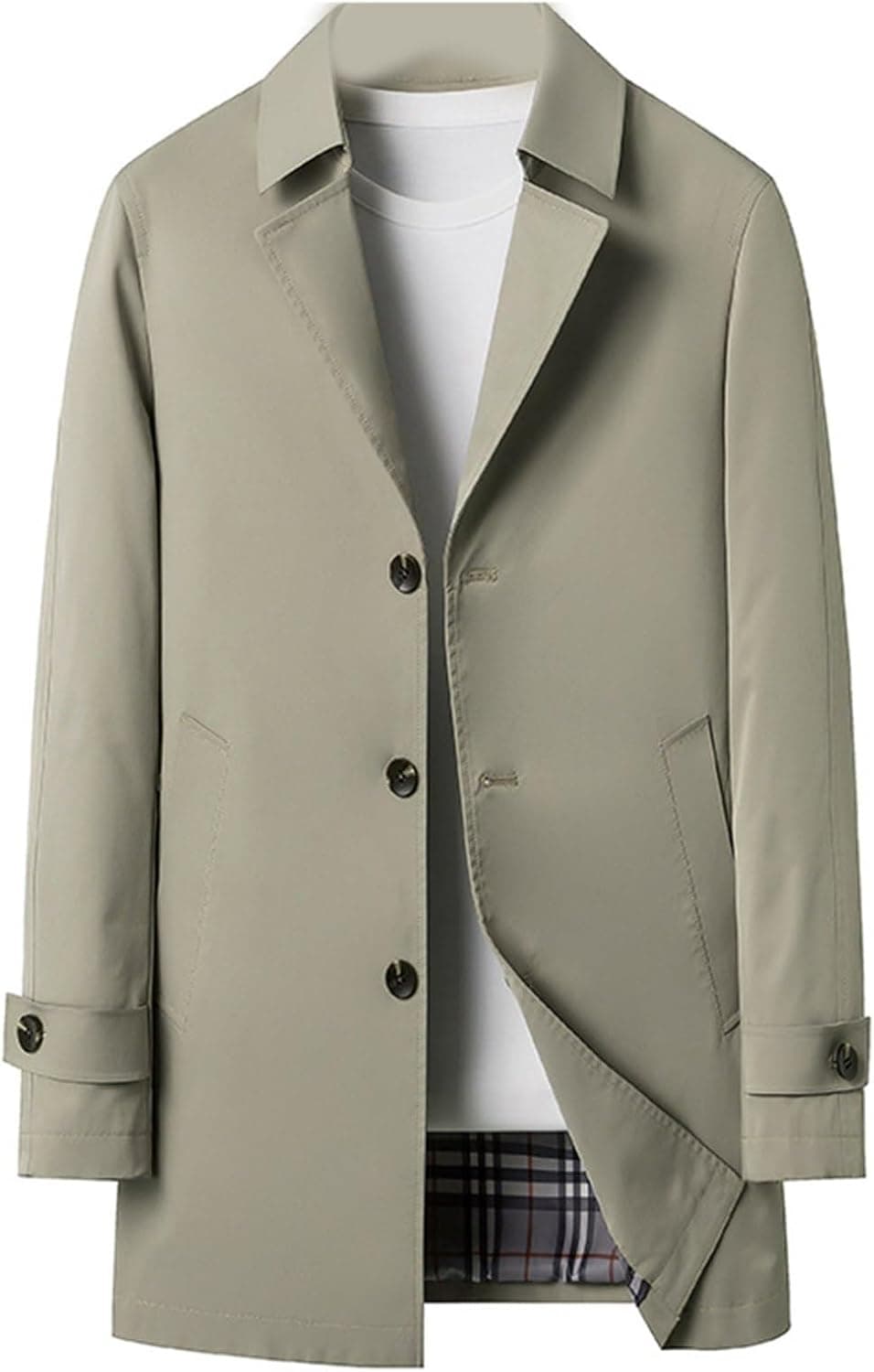 メンズ スプリングコート 無地 テーラードカラー ビジネスジャケット ハーフ丈 アウター カジュアル 防風 春服 シンプル 紳士服 かっこいい 裏地付き 大きいサイズ トップス トレンチコート