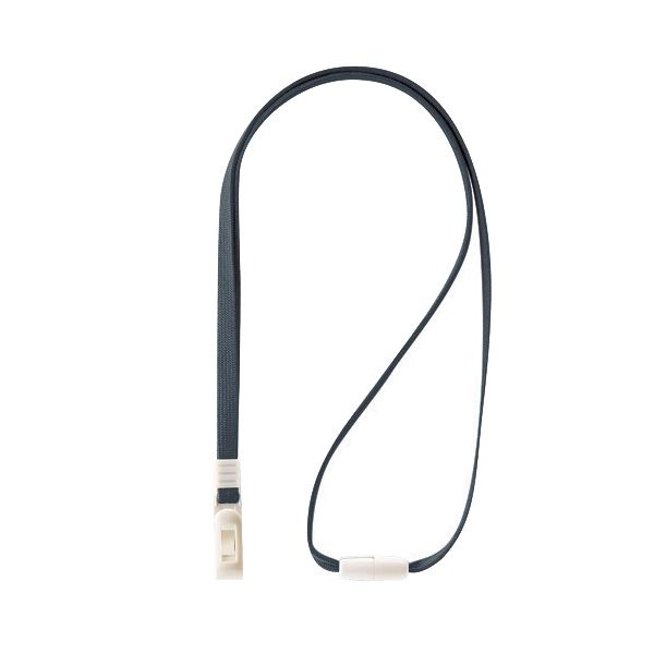 (まとめ) ライオン事務器 名札用ストラップ グレーN-7P 1本 (×50セット)
