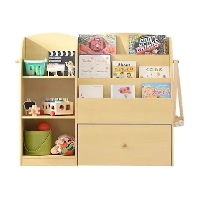 キャスター付き 多機能 収納ケース 木製 収納ラック 本棚 家具 収納ボックス 子ども用 子供部屋 大容量 キッズ おもちゃ収納 絵本ラック ワゴン付き 絵本棚寝具家具収納
