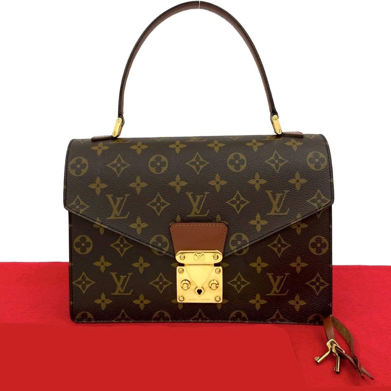 コンコルド モノグラムハンドバッグ レザー PVC ブラウン 121-1