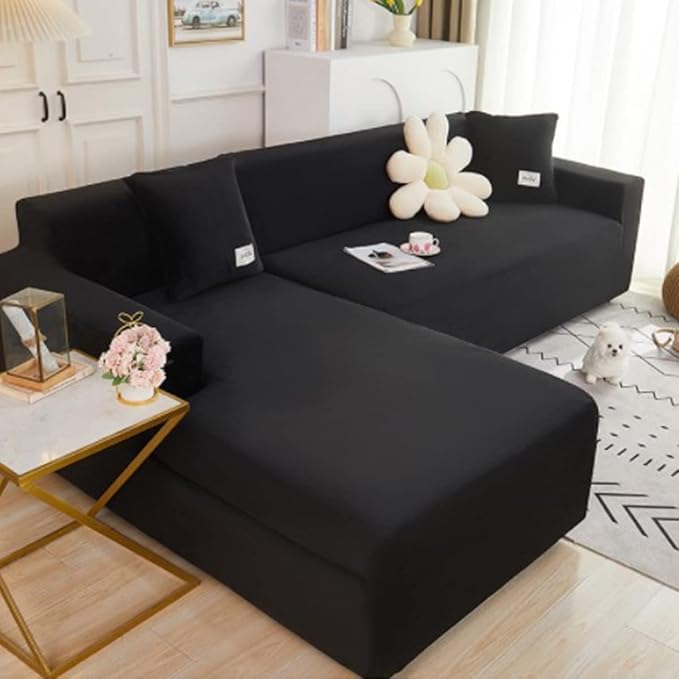 ソファーカバーL字型ソファーカバー超弾性ツーピースソファーカバーレイヤーソファーカバーペットと子供用カバー付き4セット+4セット
