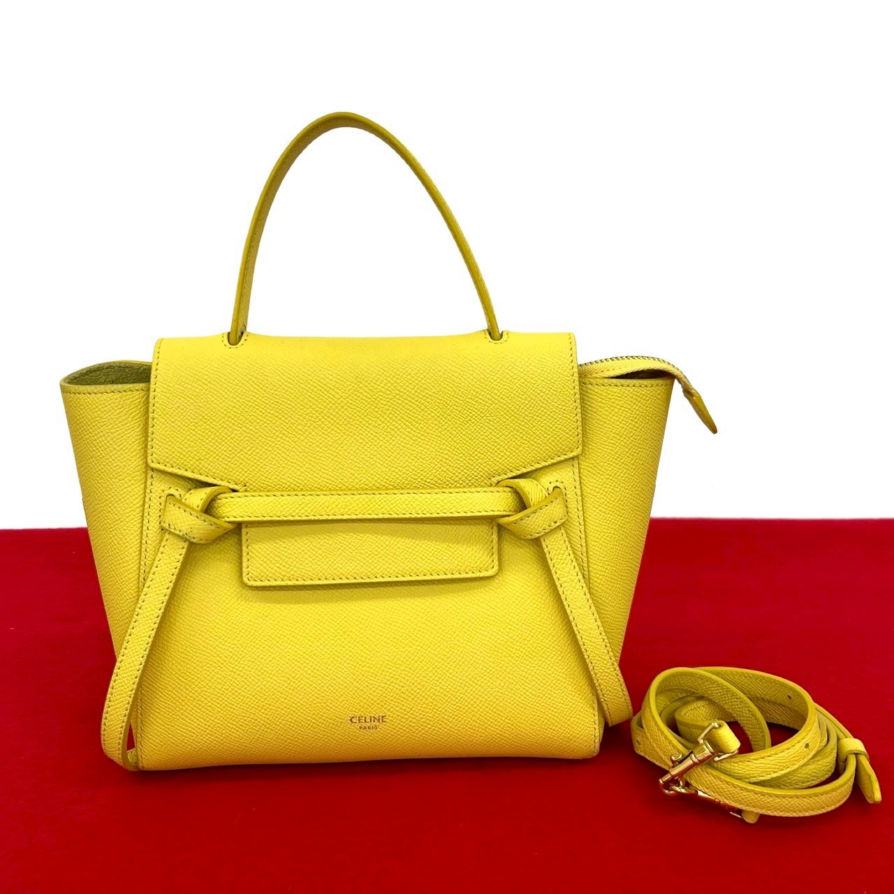 ベルトバッグ ナノショルダーバッグ レザー イエロー 371-8