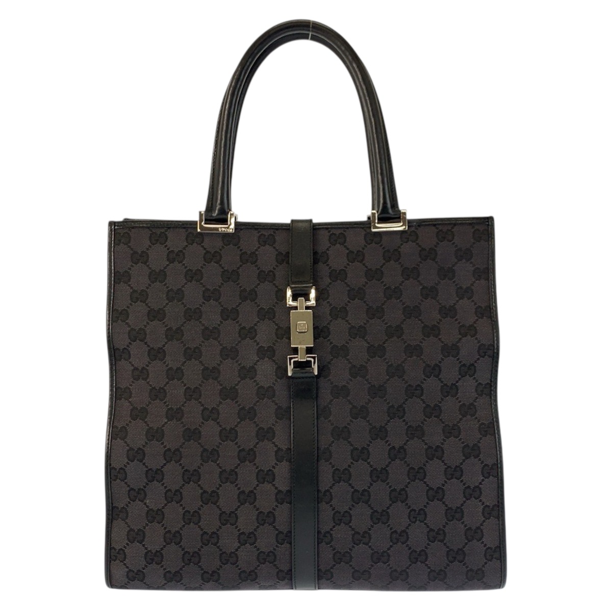 美品 ジャッキー ブラック 黒 シルバー金具 GGキャンバス/レザー 002 1064 トートバッグ ハンドバッグ レディース 601219