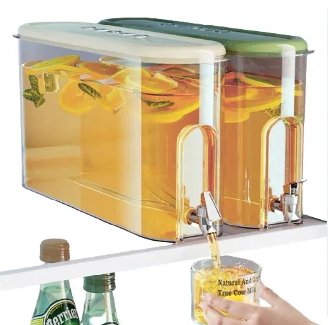 【10点セット】麦茶ポット ピッチャー お茶ポット冷水筒 冷蔵庫ポット 蓋付き 大容量 4L 透明 耐熱 保冷 ドリンクサーバー 広口 卓上 冷蔵庫ジャグ 蛇口付き 冷蔵庫バー 洗いやすい