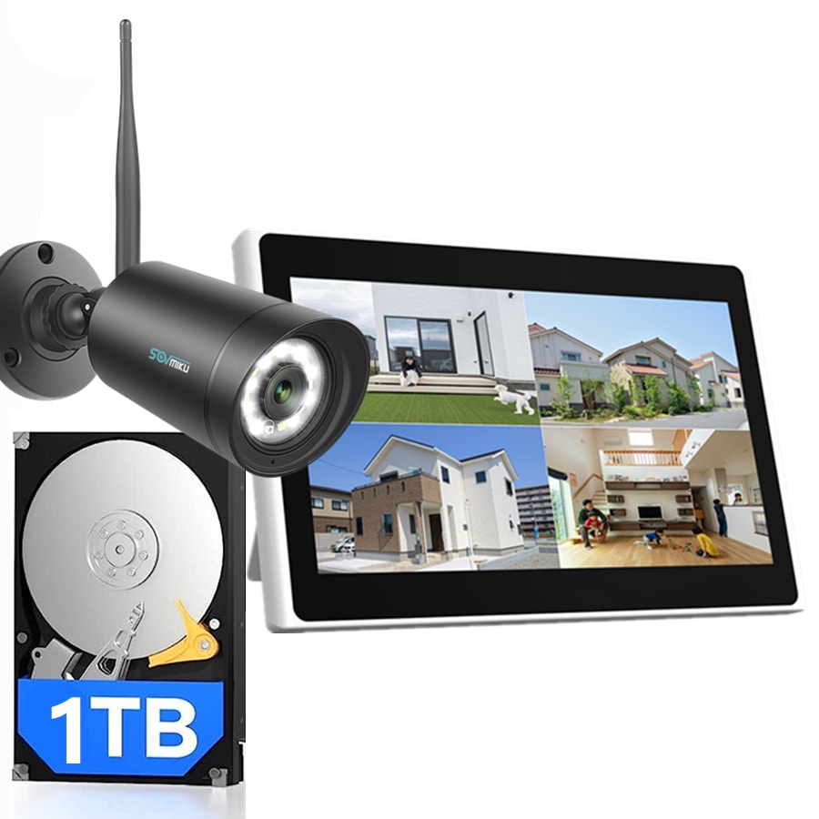 防犯カメラセット 屋外 ワイヤレス 10.1インチ NVR付き 10チャンネルまで　増設可 カメラ１台 500万画素 遠隔監視 防水等級ip66 動態検知　配線工事不要　ネット環境不要