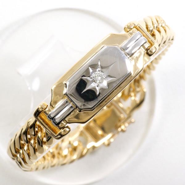 PT850 プラチナ K18YG ブレスレット ダイヤ カード鑑別書 約19cm ジュエリー 中古