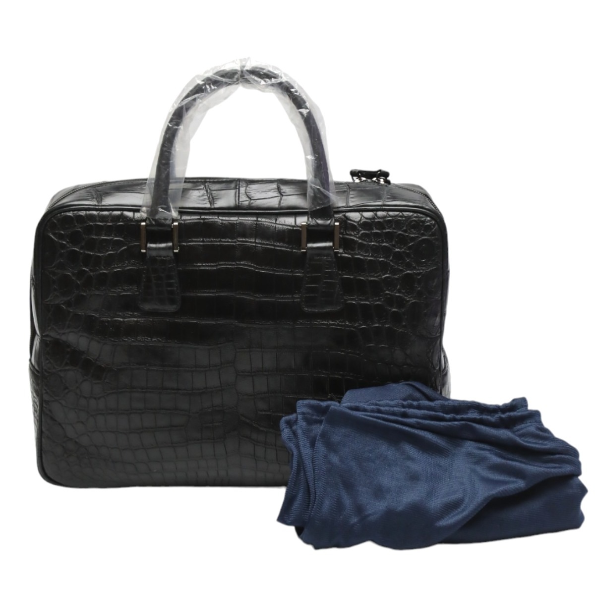 クロコダイル A4大 マット メンズバッグ ブラック