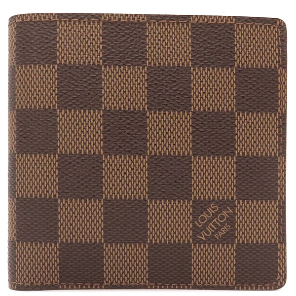 ルイヴィトン LOUIS VUITTON 二つ折り財布 ポルトフォイユ マルコ ダミエキャンバス ダミエエベヌ 茶 二つ折り N61675 CA0034 【箱】【中古】
