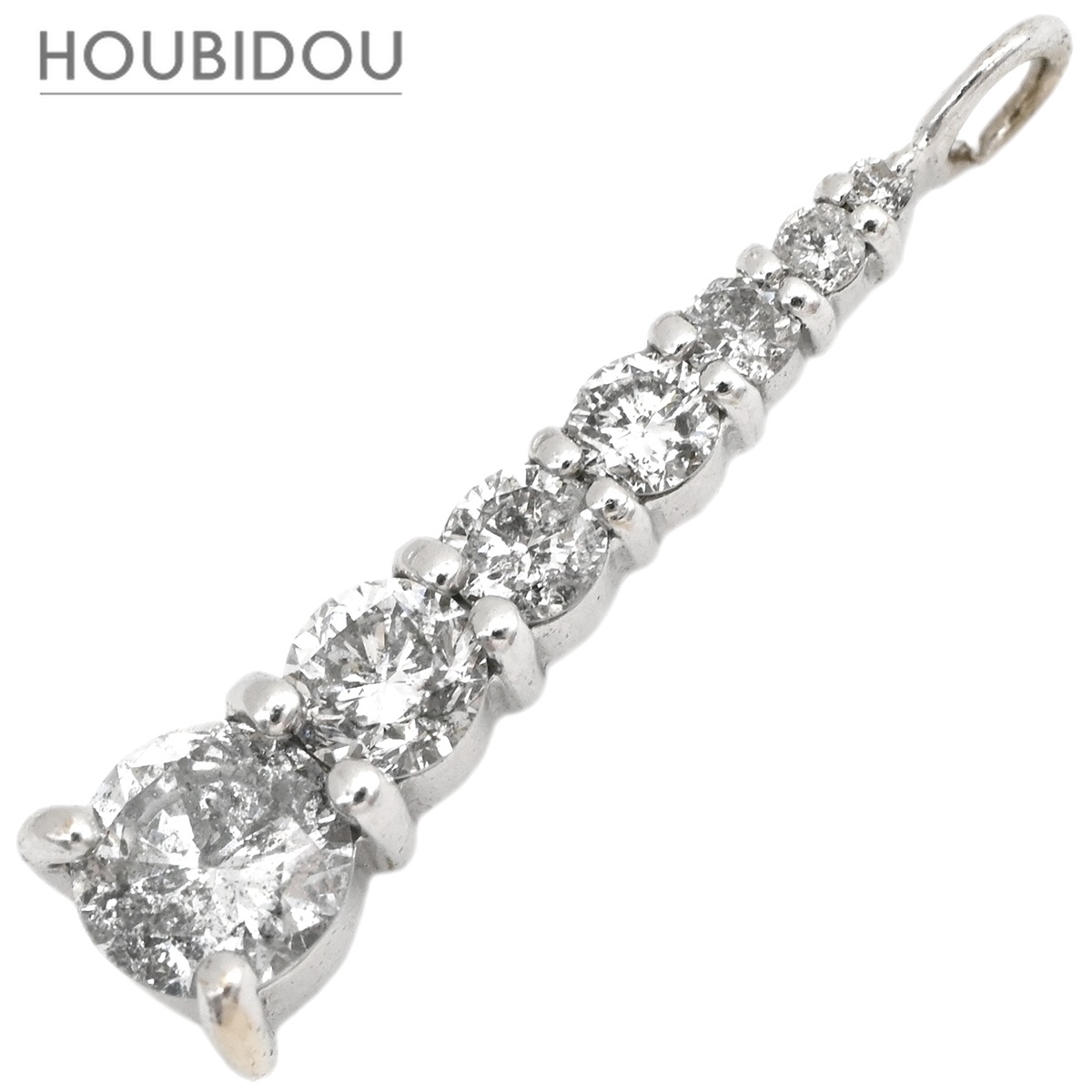 ペンダントトップ ダイヤモンド 0.50ct ホワイトゴールド K18WG Au750 18K 18金 7粒 7ストーン グラデーションバー 【中古】