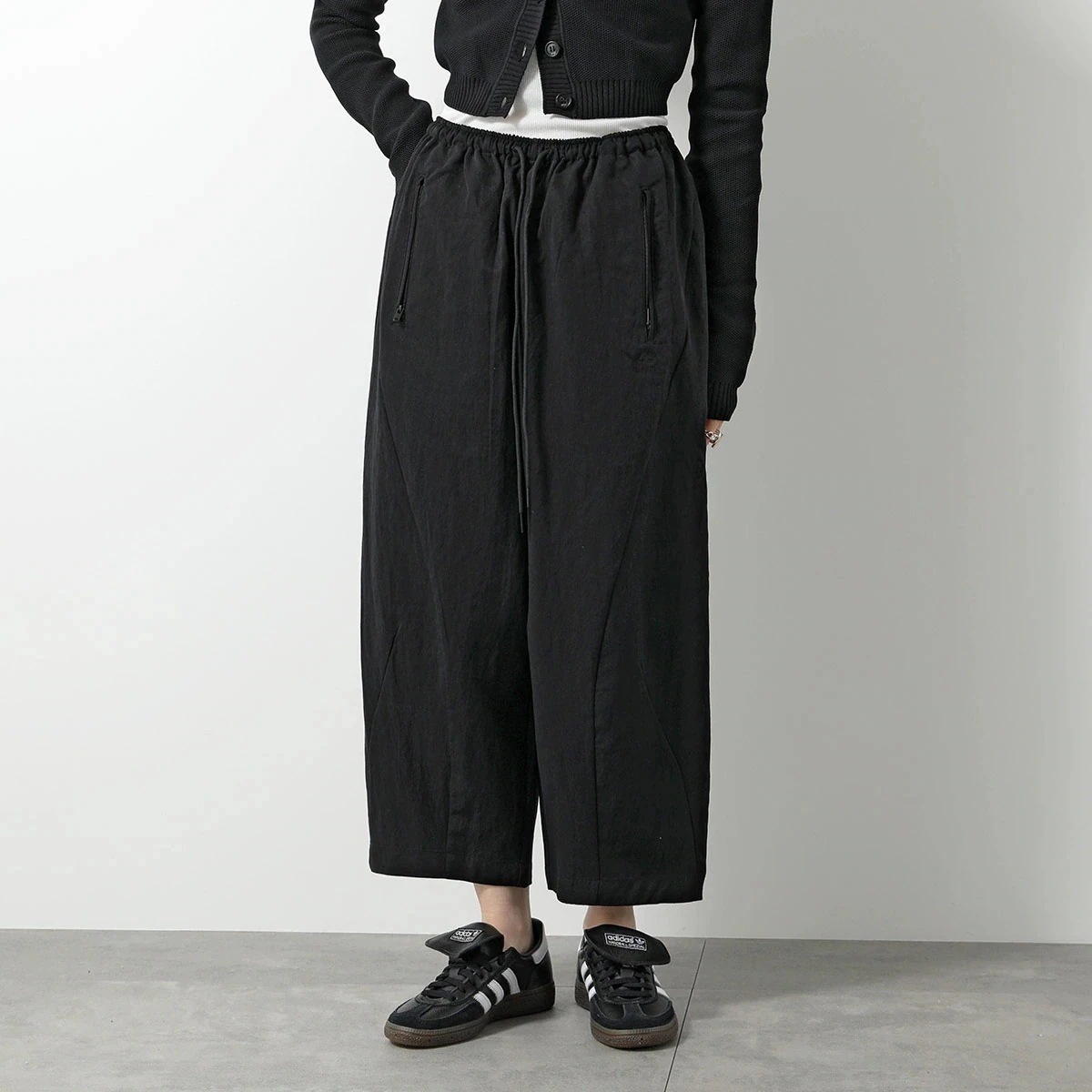 Y-3 ワイスリー ワイドパンツ WTWILL PNT ウォッシュドツイル パンツ JD3517 レディース イージーパンツ クロップド丈 BLACK/NOIR