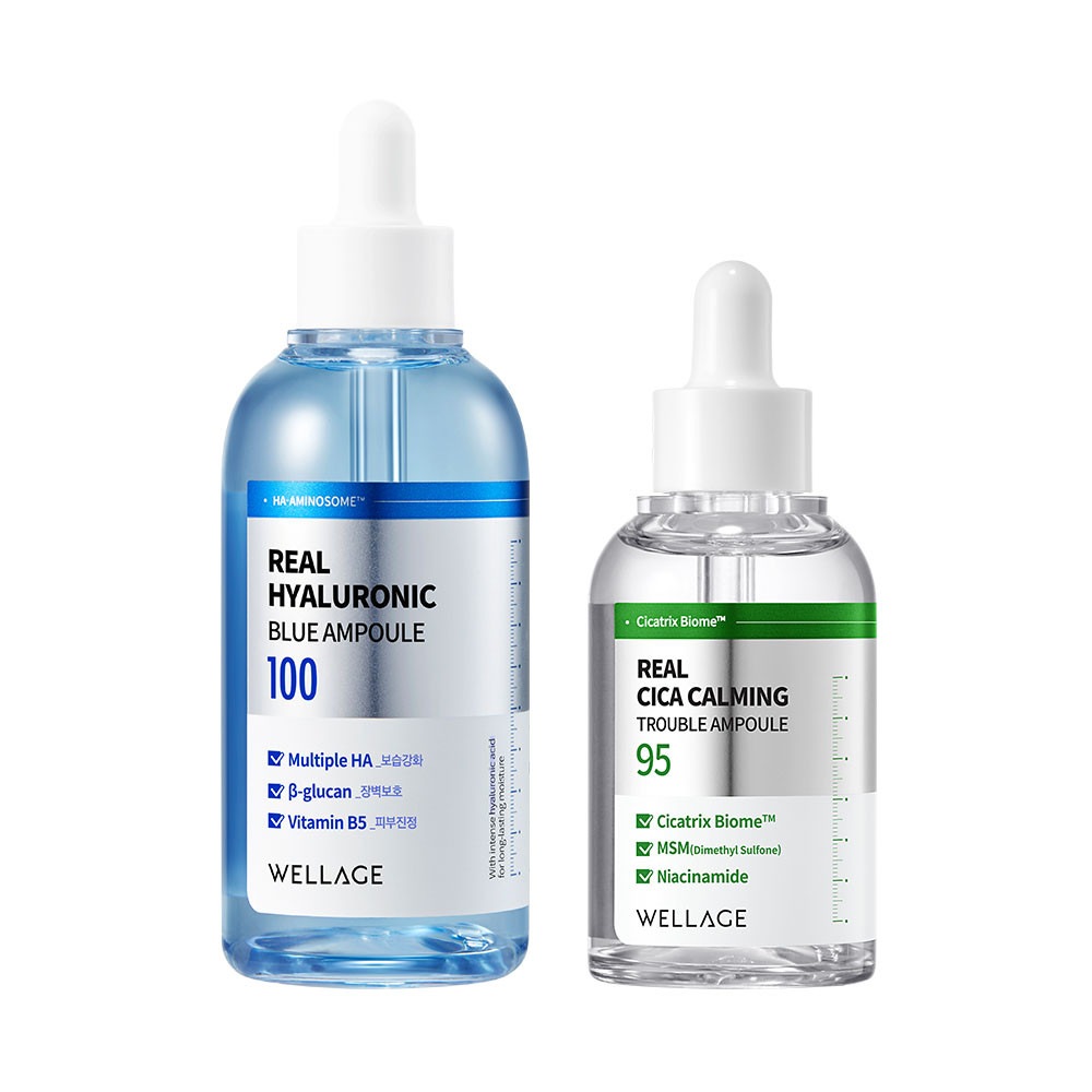 リアル ヒアルロニック ブルー 100 アンプル (100ml) + NEW リアル カーミング 95 トラブル アンプル (50ml)
