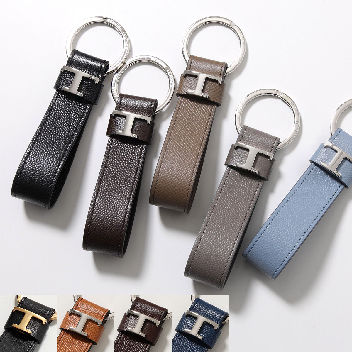 TODS トッズ キーリング XAMTSIGA200 メンズ キーホルダー T TIMELESS Tタイムレス レザー メタルロゴ カラー9色 XAMTSIGA200RLOB999