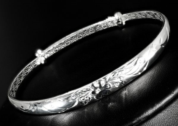 送料無料 純銀SV999.9 ハワイアンジュエリー マイレリーフ バングル ブレスレット 希少 アイテム(大人気 数量限定 SiL000114-2-1