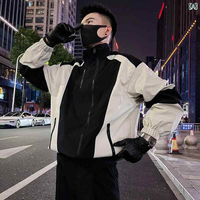 アウター メンズ カジュアル おしゃれ 防風 ジャケット 春秋 トレンディ トップス新 スタンドカラー ジャケット