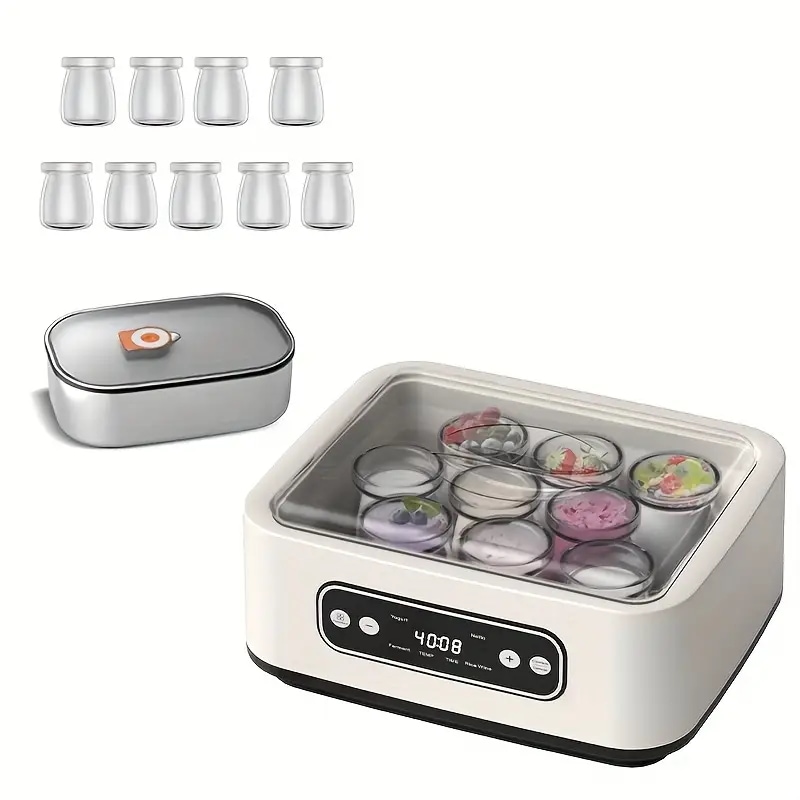 調節可能な温度と時間制御付きプロバイオティックヨーグルトメーカー - インスタントヘルスを向上させるフォーマラを創造1.6L容量正方形のPPデザイン電源供給式USプラグ変換プラグなし免疫ブ