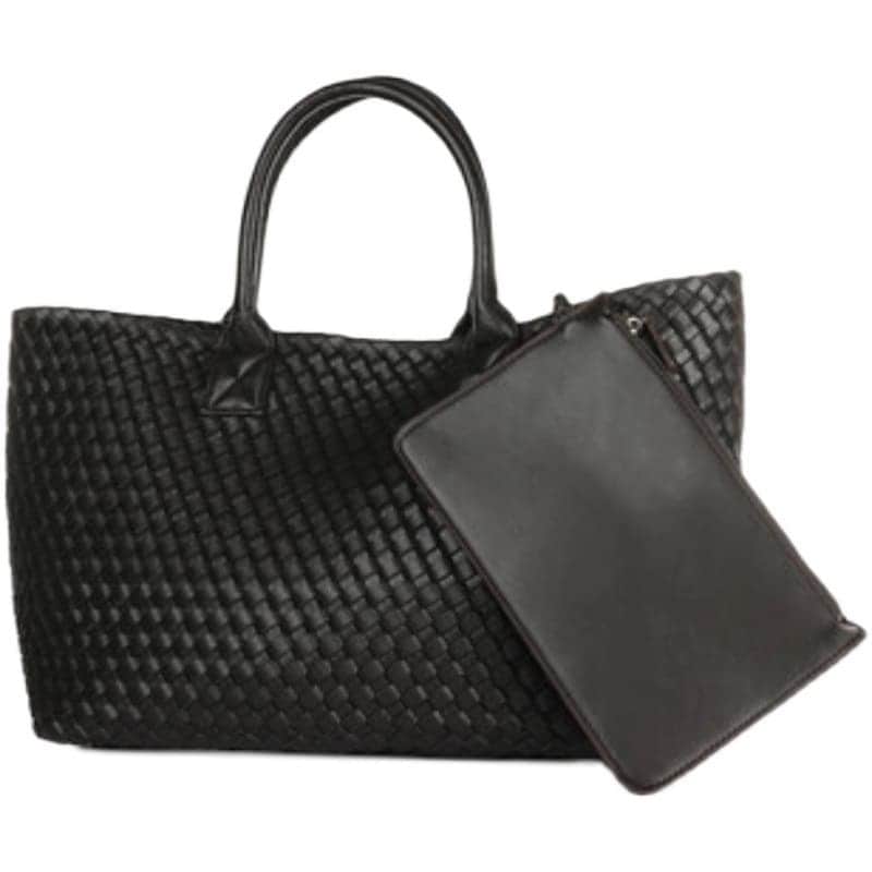 色豊富 形が変わる メッシュレザー ショルダーバック ハンドバック トートバッグ 2way 大容量 A4 肩がけ 手持ち フラットポーチ付き 内側紐付き スクエア型 四角 台形 編み込み レザー