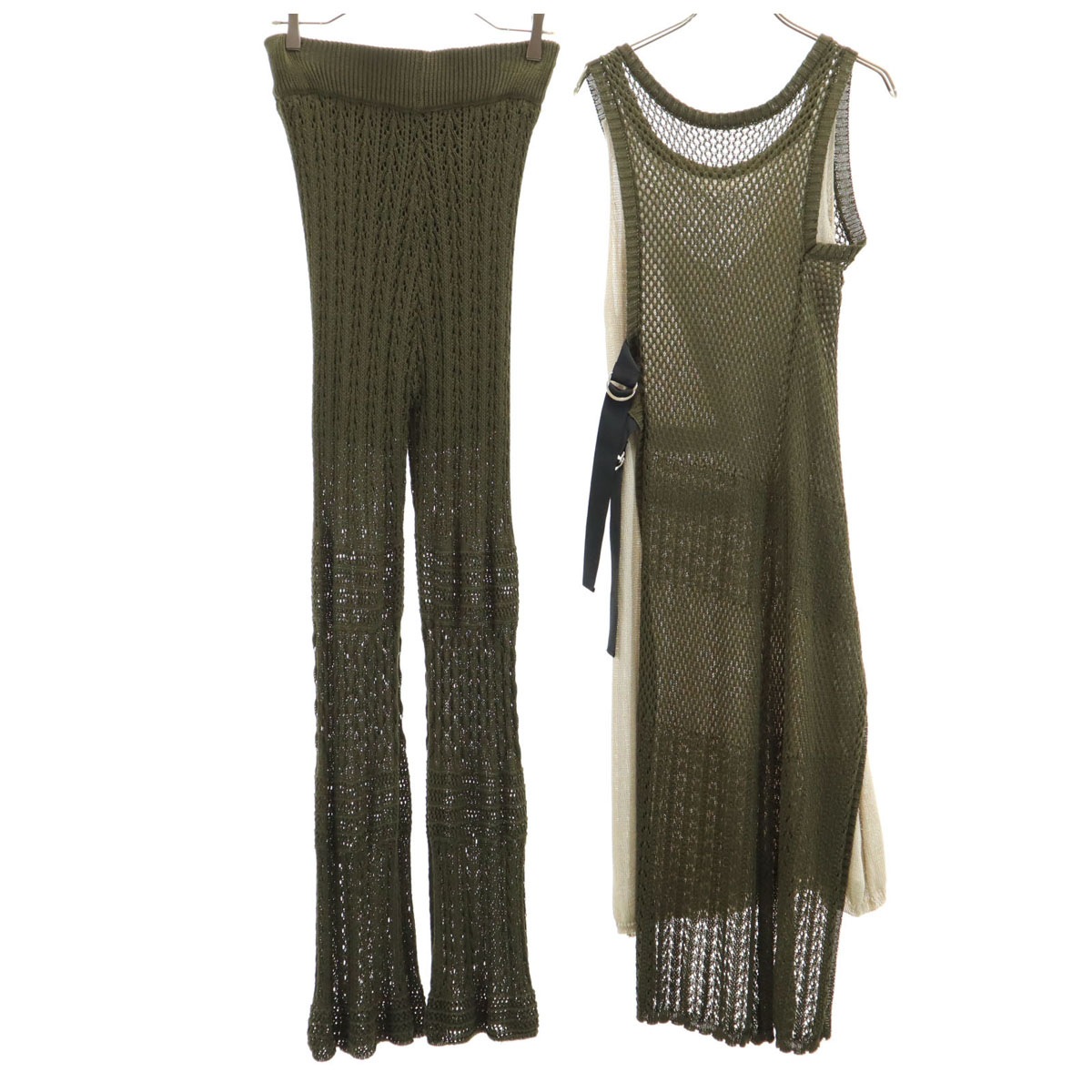 KOH.style コースタイル ノースリーブ サマー ニット 上下セットアップ F カーキ レディース 古着 6,962円