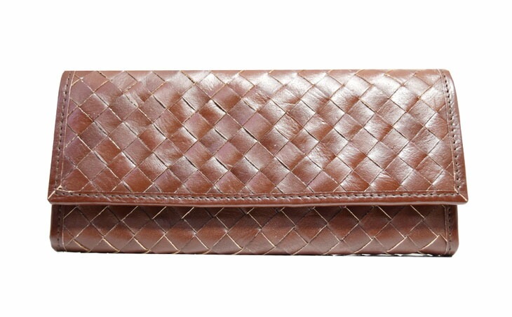 ANiSIE アニシエ レザーコレクション 長財布 ギャルソン ハンドメイド メッシュ 高級本革 (Brown) ブラウン レディース/メンズ Leather Wallet シンプルでカード収納を