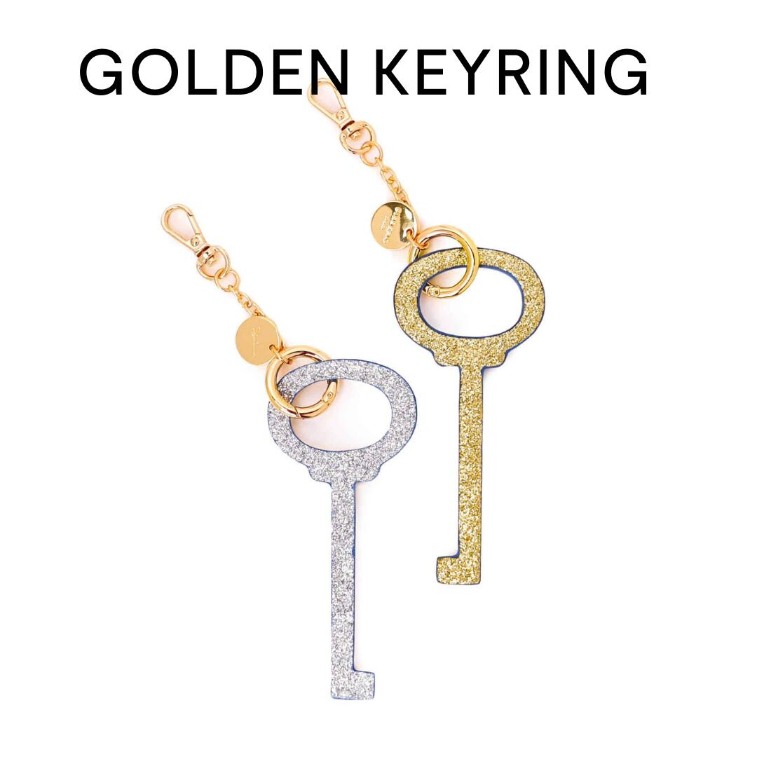 GOLDEN KEYRING / ゴールド＆シルバーカラーの鍵型のキーリング