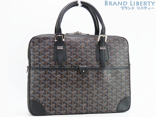 超美品ゴヤールアンバサードPMブリーフケースビジネスバッグ書類かばんブラックPVCレザーAMAAMBASSPM01