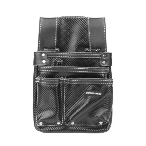 SK11 カーボンレザー釘袋 SK－CLKブラック 収納用品 腰袋サック 釘袋