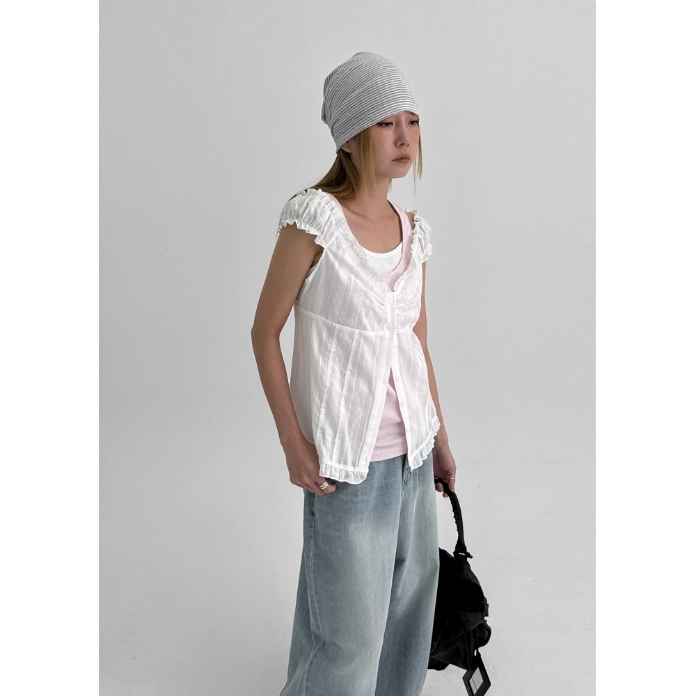 ブラックアップサンプ 2ウェイフリルナシブラウス