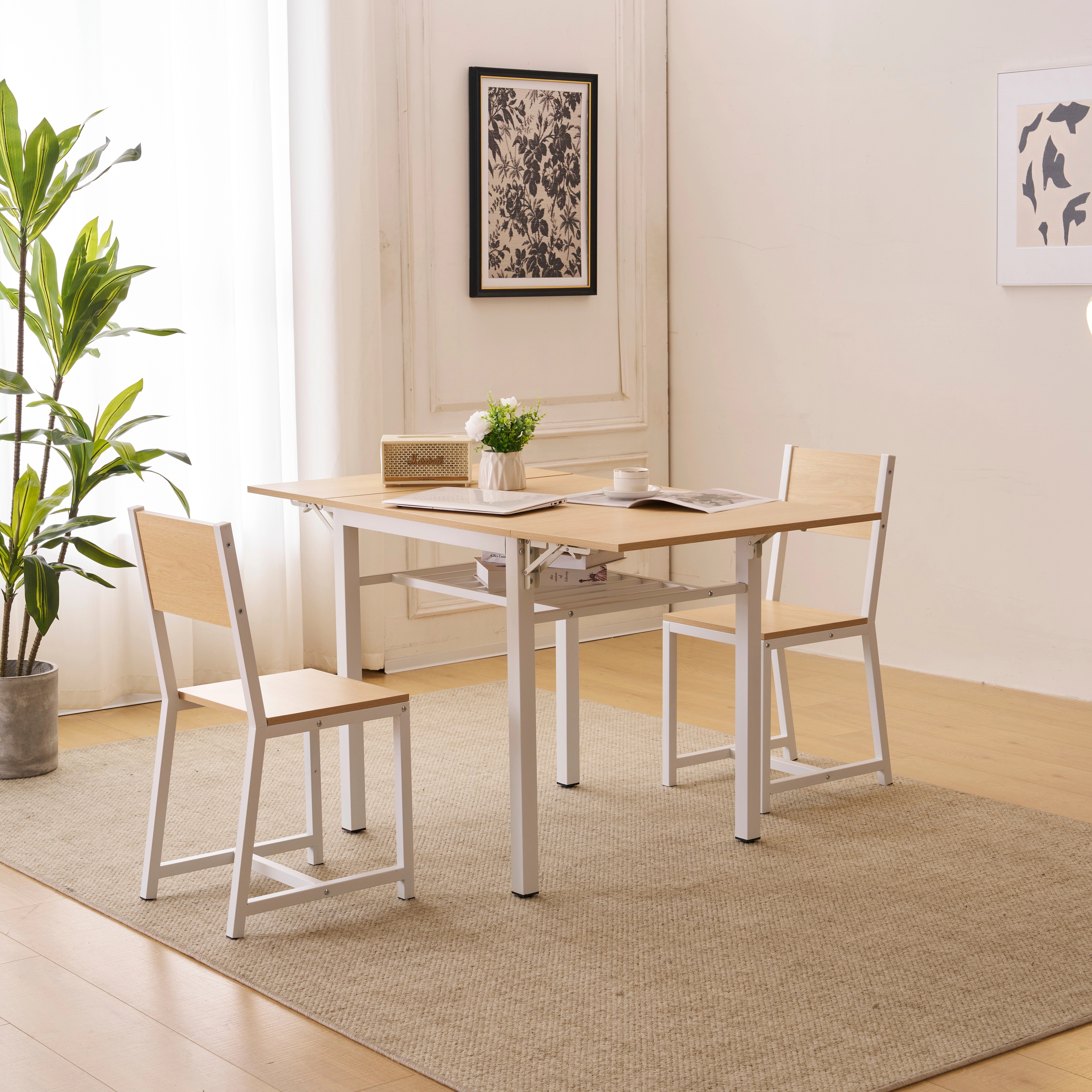 23【ナチュラル】ダイニングセット 3点 ダイニング3点セット 2人掛け 無垢材 ダイニングテーブルセット ダイニングチェア 折りたたみテーブル 伸縮ウッドダイニング レトロ 食卓 パイン 新作