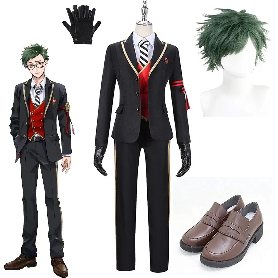 ツイステッドワンダーランド ツイステ トレイ クローバー Trey ハーツラビュル寮 R 制服 ウィッグ 靴 追加可 コスプレ 衣装 クリスマス ハロウィン ステージ服 コスム