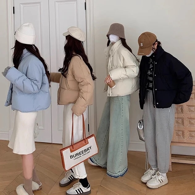 エコ ダウンジャケット レディース 韓国 ファッション アウター ショート丈 ボリューム 中綿 ジャケット